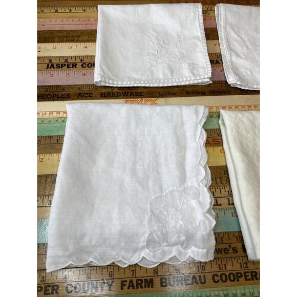 Embroidered Cotton Dinner Napkins Table Linens VINTAGE Crochet Lot Of 8 - Picture 3 of 9